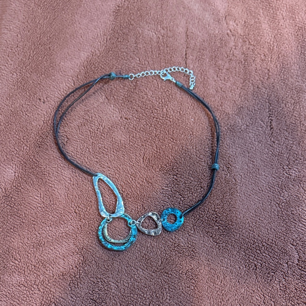Elegant Blue and Mixed Metal Women's Necklace 10”